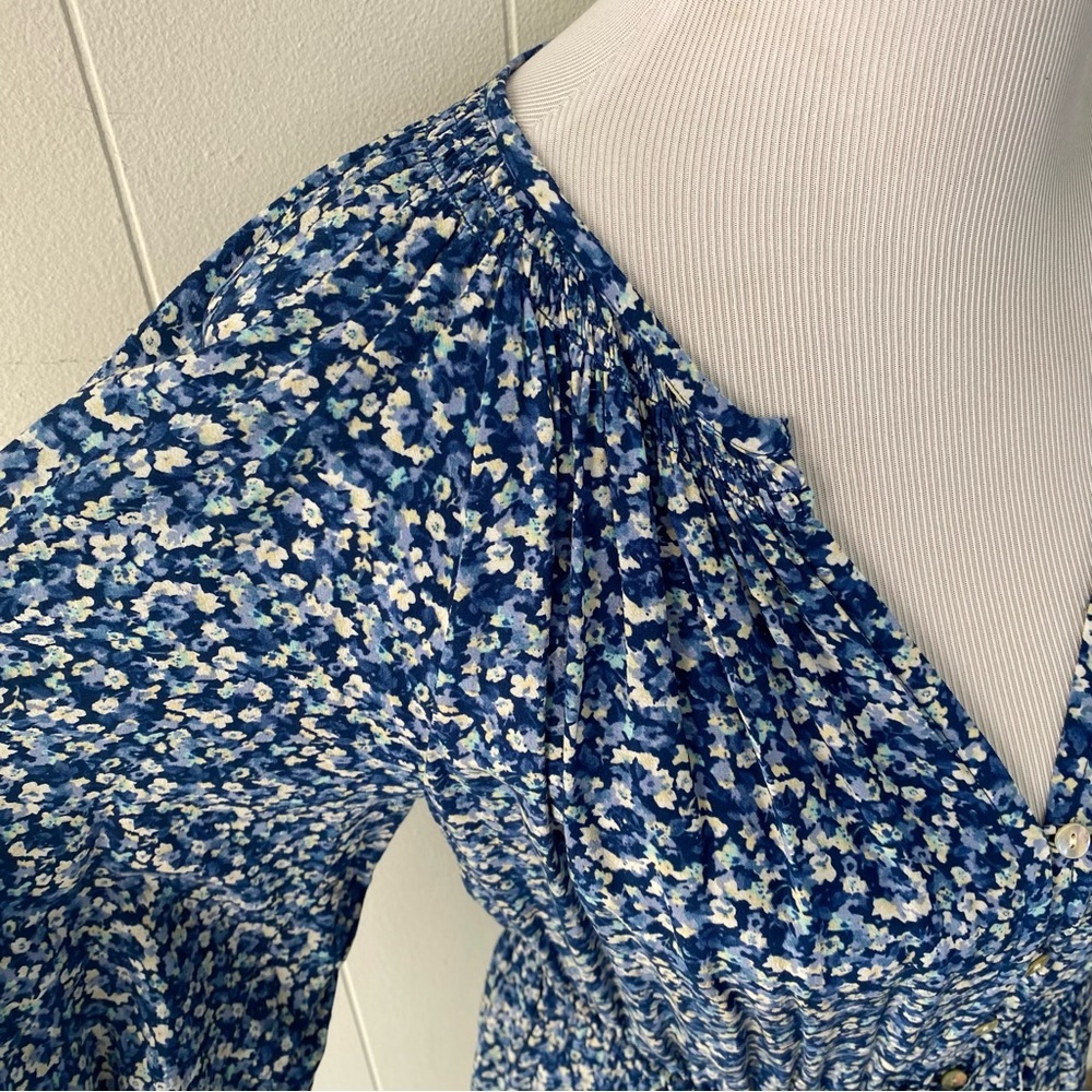 Rails Womens Eliza Blue Floral Print Rayon Fit & Flare Dress Ice Chrysanthemum M - Picture 7 of 14